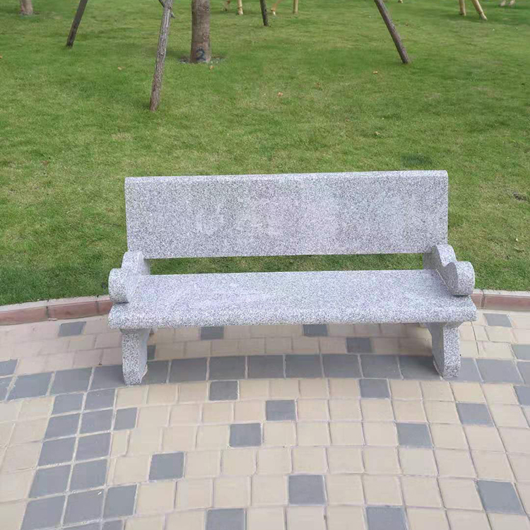 小区花岗岩靠背长椅景观公园石材休息座椅