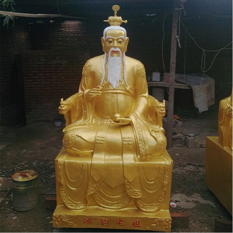 铸铜彩绘三清神像道教始祖纯铜塑像三清天尊铜像雕塑