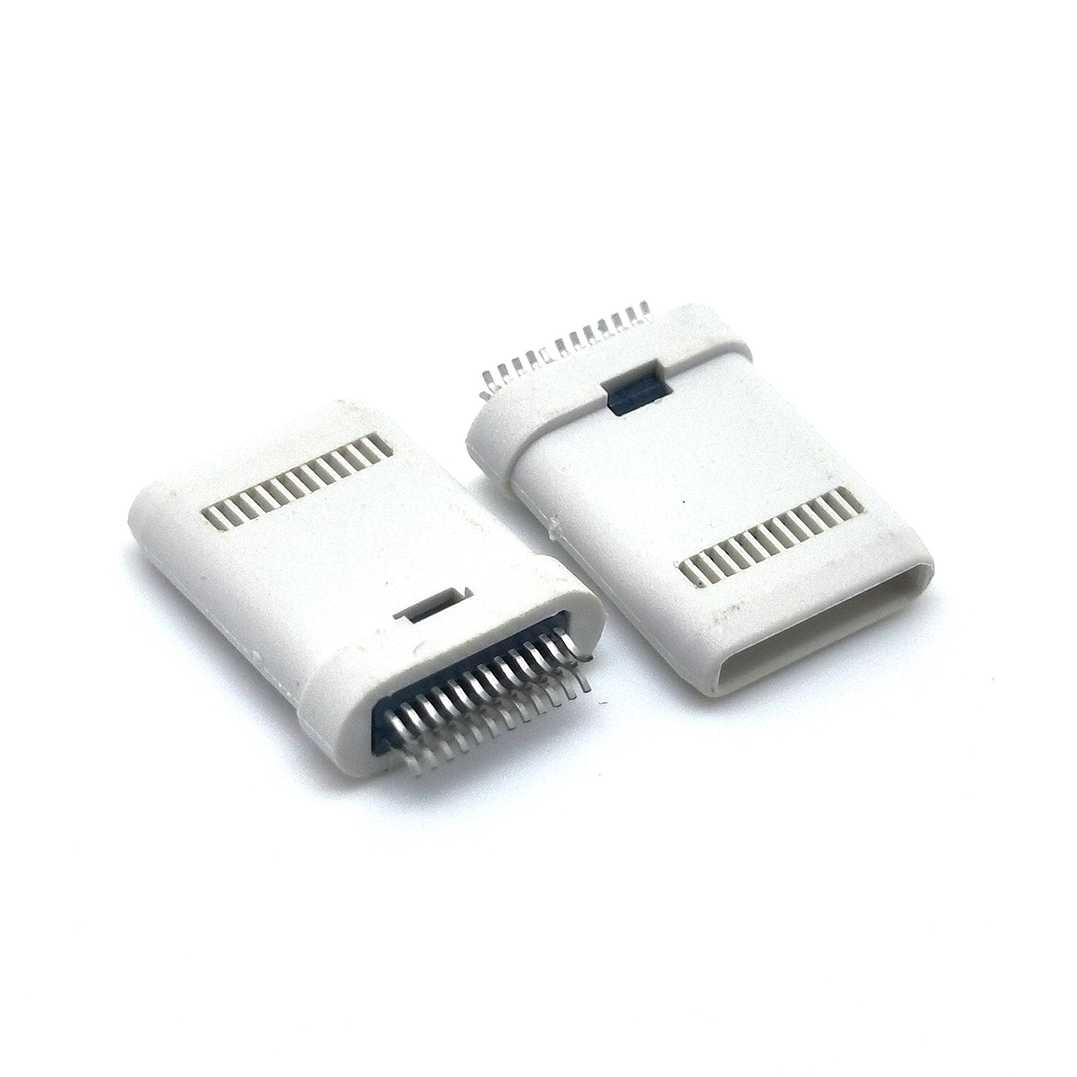 typec24p双排全塑夹板公头测试专用公头黑胶