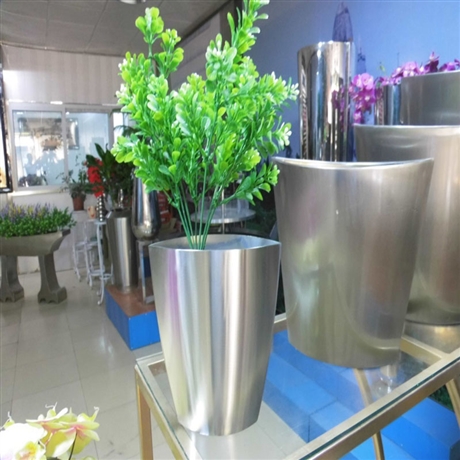 花盆定制拉丝电镀不锈钢花钵商业街园区花盆花器种植槽花槽