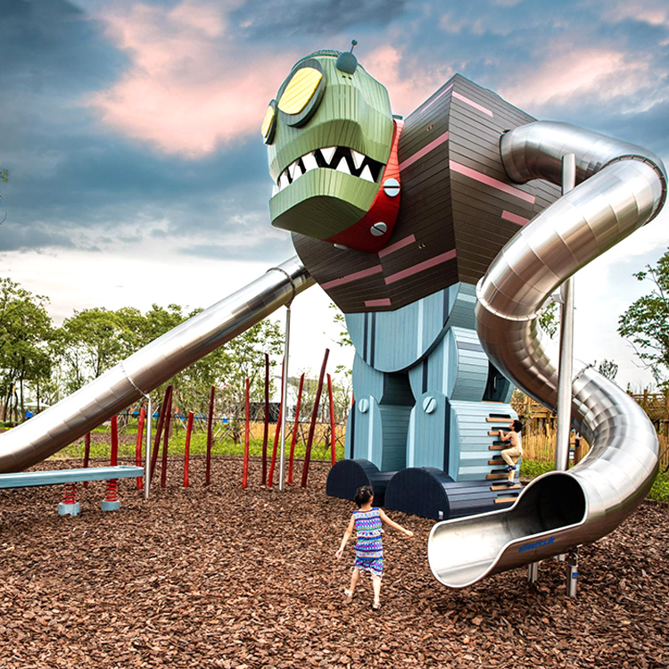 非标定制不锈钢滑梯商场网红民宿滑梯金属滑滑梯游乐设备