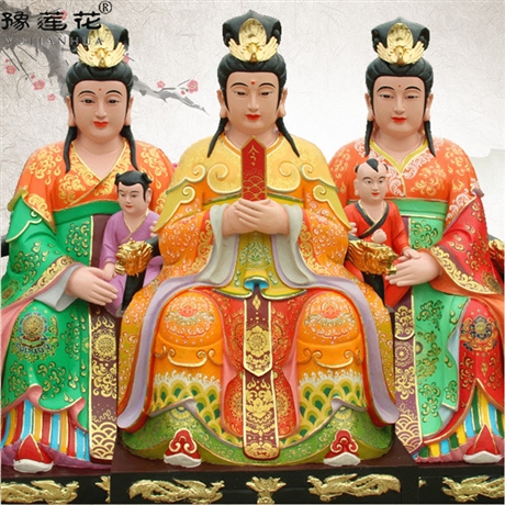 泰山老奶奶神像 老奶奶坐下童子神像 树脂玻璃钢泰山圣母娘娘神像