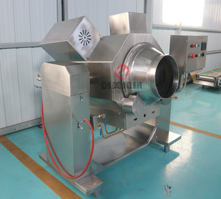 不锈钢滚筒炒面机器大型炒菜机器人不锈钢全自动炒粉机器炒料机