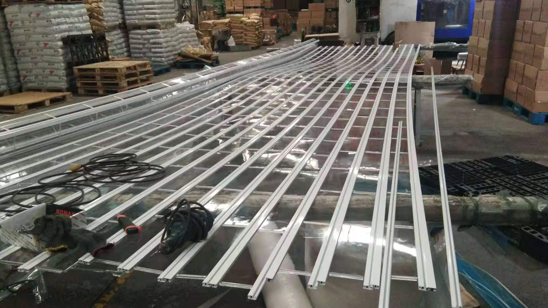 重型铝合金双铝条水晶门港式宽片铝合金电动水晶门