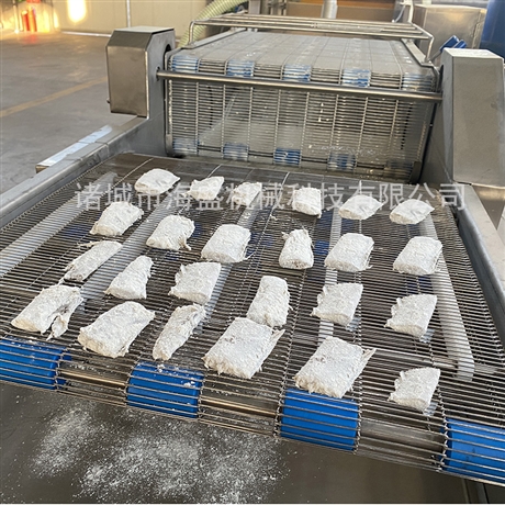 脆皮蛋卷上浆机 全自动面包片裹鸡蛋液机器 成套饼干涂裹流水线