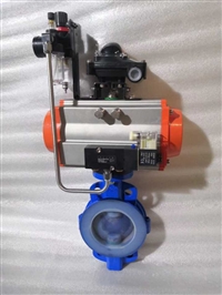D671F46-16C DN100耐酸碱耐腐蚀气动衬四氟蝶阀
