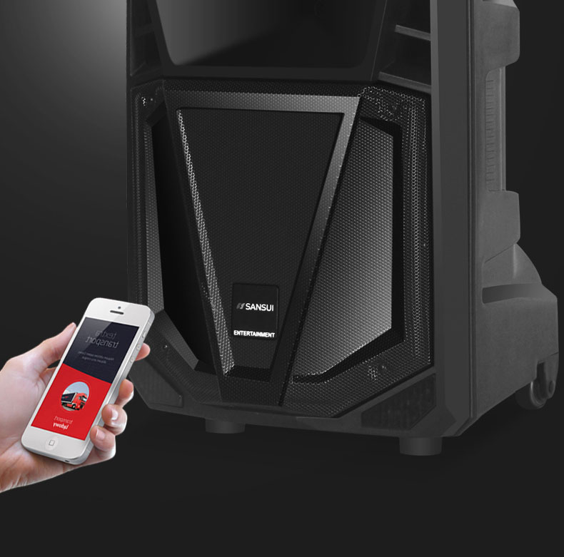 山水ss7网红户外直播内置声卡音响一体机移动拉杆便携式唱k歌音箱