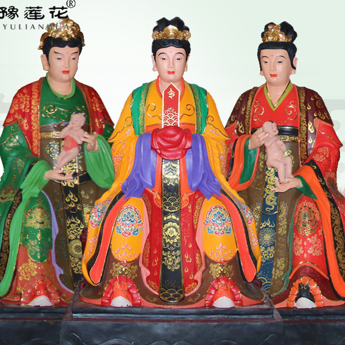 三位送子奶奶神像道教女神祖师奶奶神像天仙玉女碧霞元君神像