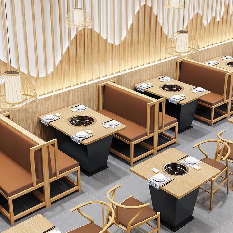 火锅店餐桌椅多人火锅桌一人一锅餐饮家具定制款式多样