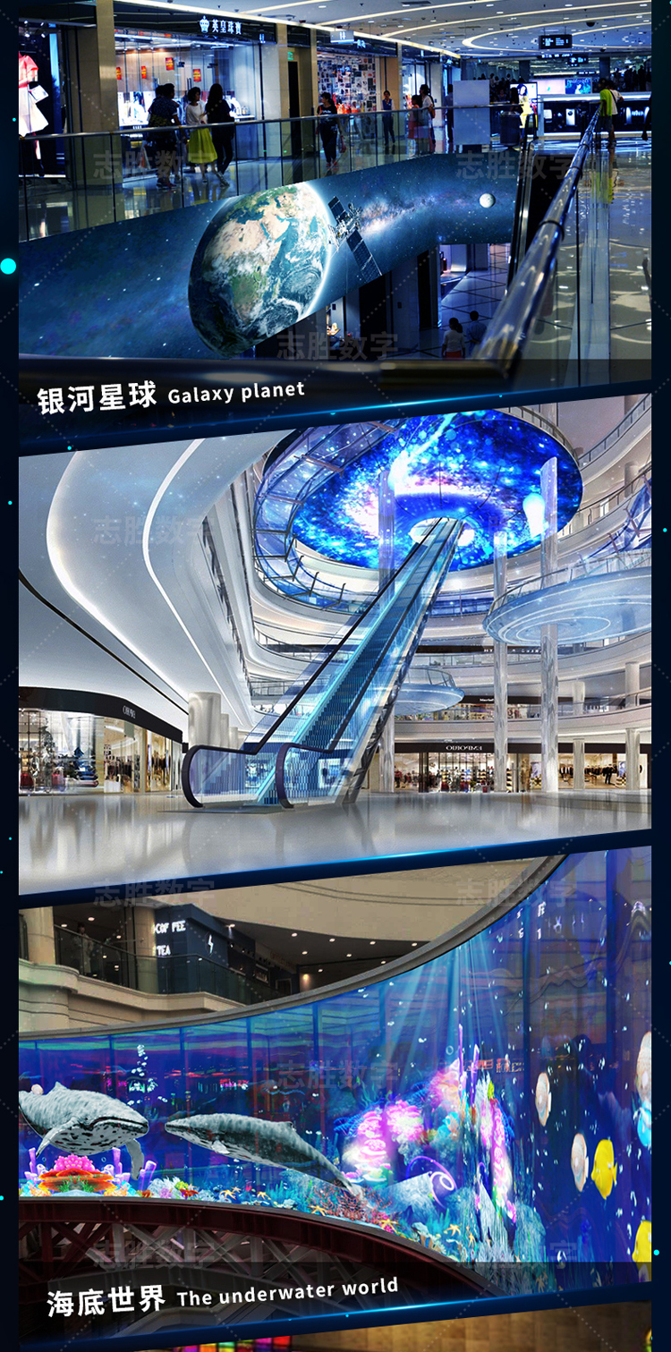 全息投影动画视频裸眼3d5d大屏墙面融合商场大堂墙面投影