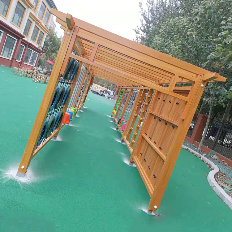 幼儿园木质攀爬架组合户外防腐木葡萄架攀爬轮胎蜘蛛网