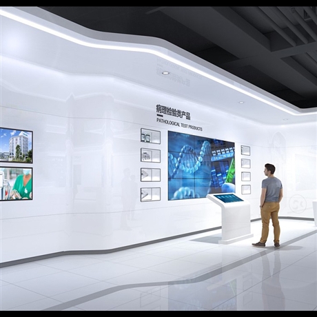 展廳3d效果圖設計裝修企業文化牆紅色展館榮譽室vr全景施工圖