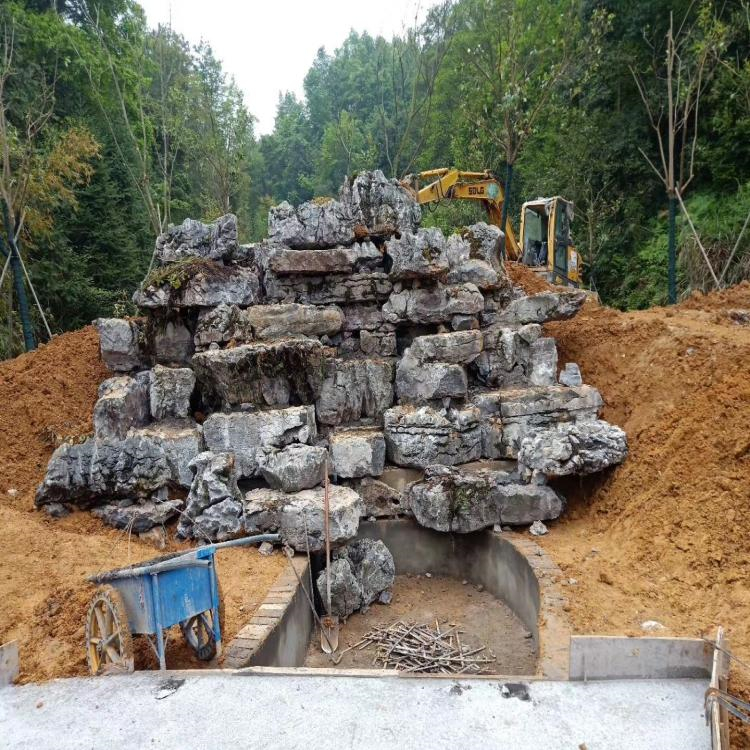 安徽淮南别墅假山千层石假山设计施工制作铁岭庭院假山厂家水泥假山