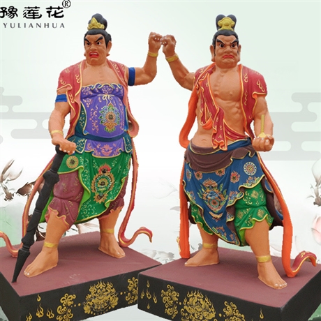 哼哈二将佛像 寺院山门大将金刚佛像 门神哼哈二将神像 韦陀菩萨像