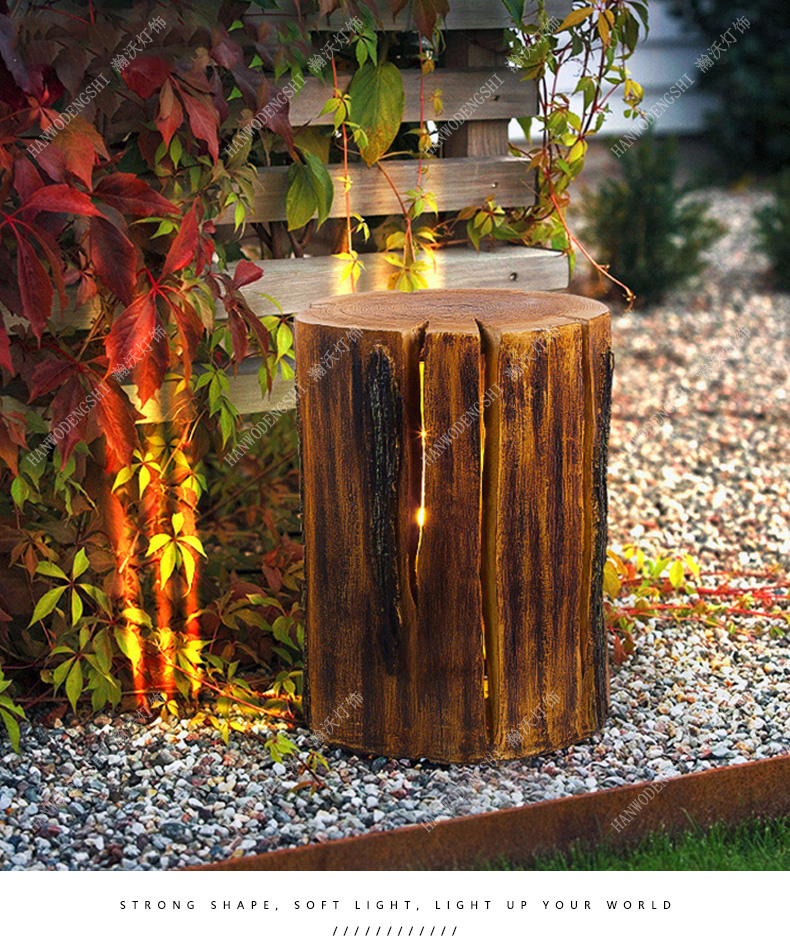 户外仿真树桩灯树脂玻璃钢景观灯led木桩灯公园庭院发光草坪灯