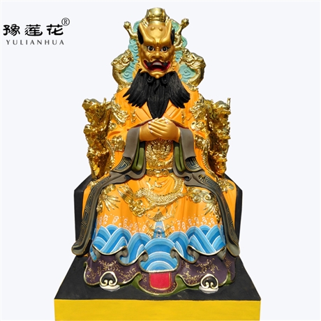黑龙王神像 龙王庙供奉四位龙王神像摆件 树脂玻璃钢白龙王神像
