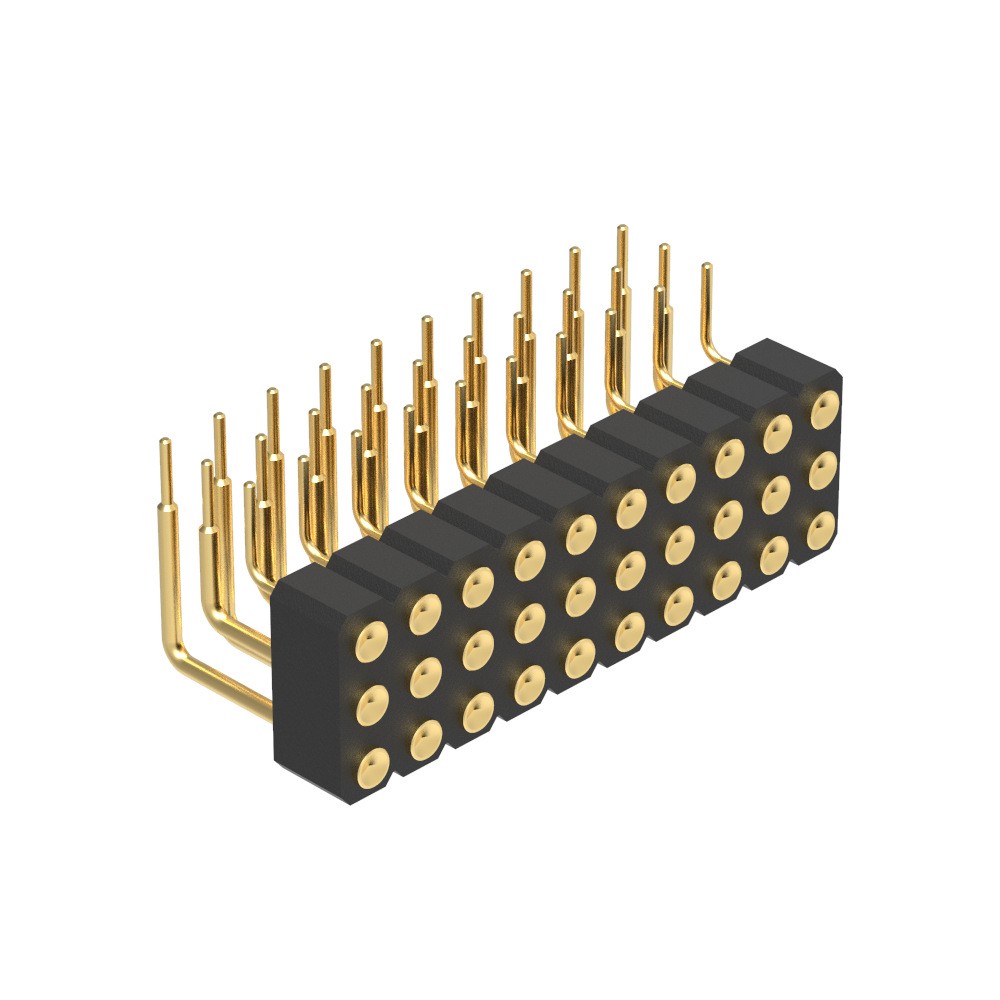 pogopin300mm弹簧针h25三排90度凹面帯柱