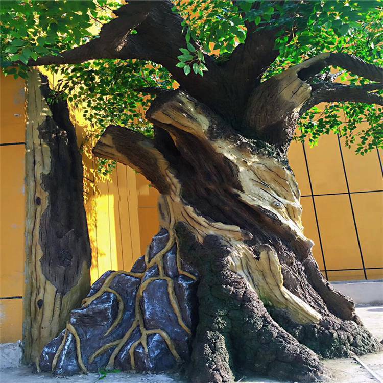 青海海南村口假树设计 黑龙江鹤岗水泥桃花树 假树厂家质量保证