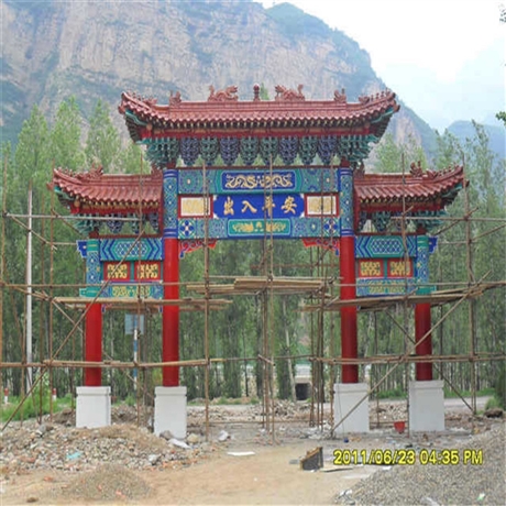 云南保山水泥仿古牌樓 施工四合院廟宇牌樓廠家安徽黃山牌樓包送貨