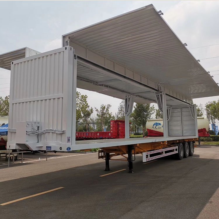物流快递一体展翼厢式运输车 14米集装箱飞翼挂车 车体不易变形