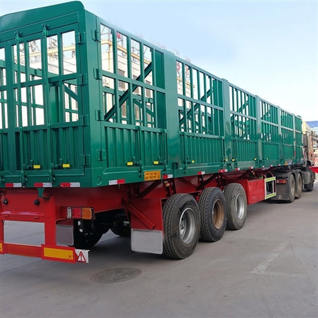 轻量化高栏运输车 蔬菜运输半挂车 气囊桥花栏挂车板价格