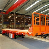 鹅颈式平板式半挂车 集装箱平板运输车 2米55宽轻量化平板