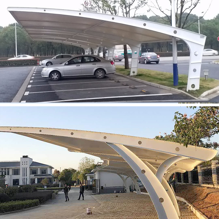 钢膜结构停车棚盐城订购移动式推拉遮阳雨棚搭建图片