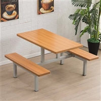 太原厂家出售学校食堂带靠背餐桌椅四人位连体餐桌