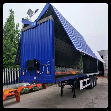 中集普菲特1375米展翼厢式半挂车飞翼集装箱运输车整体厢