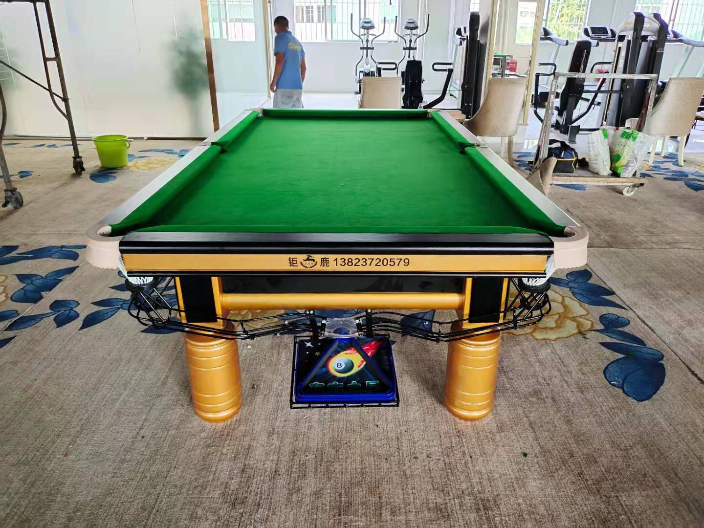 标准高档钢库商用室内家用黑八台球桌带自动回球
