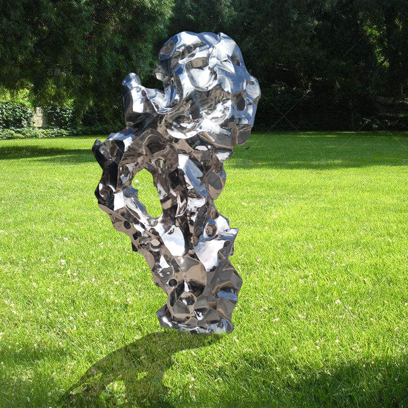 不锈钢太湖石雕塑 抽象石头雕塑