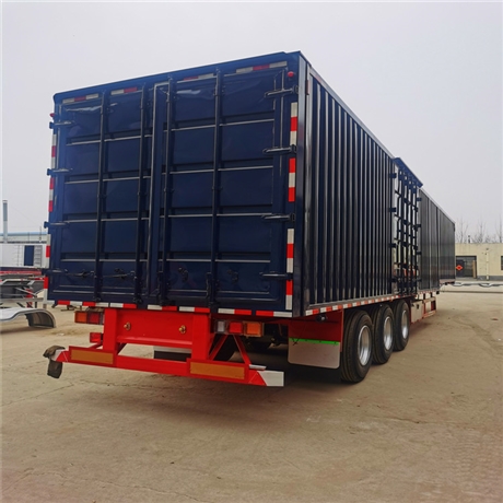 三轴飞翼集装箱挂车155米厢式半挂车展翼式运输车