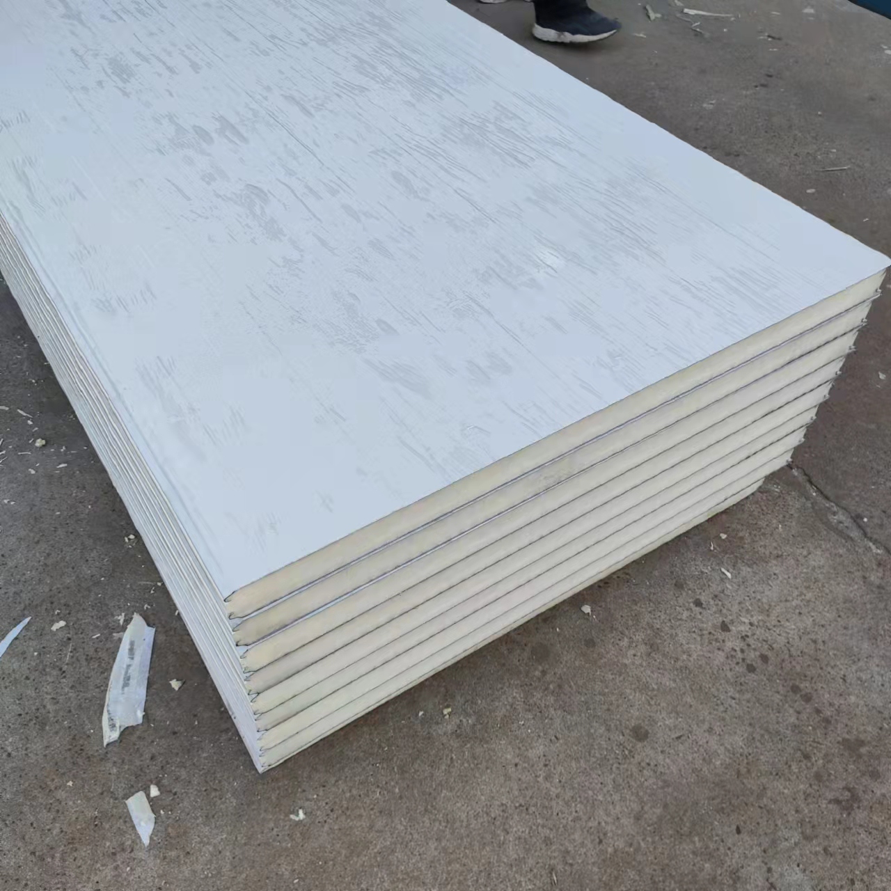 5公分厚聚氨酯复合墙面板950型保温墙面板双面白灰色欢迎定制