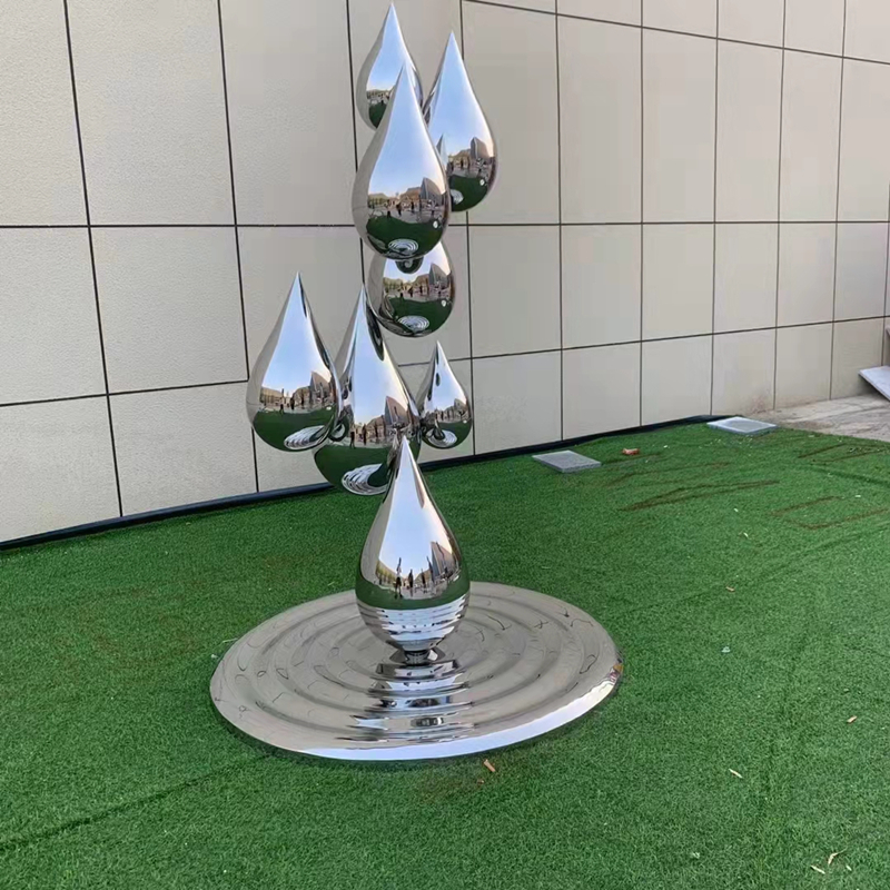 不锈钢水滴雕塑镜面水珠雕塑