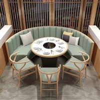 卡座沙发   简约半圆卡座 火锅店餐厅弧形沙发桌椅组合