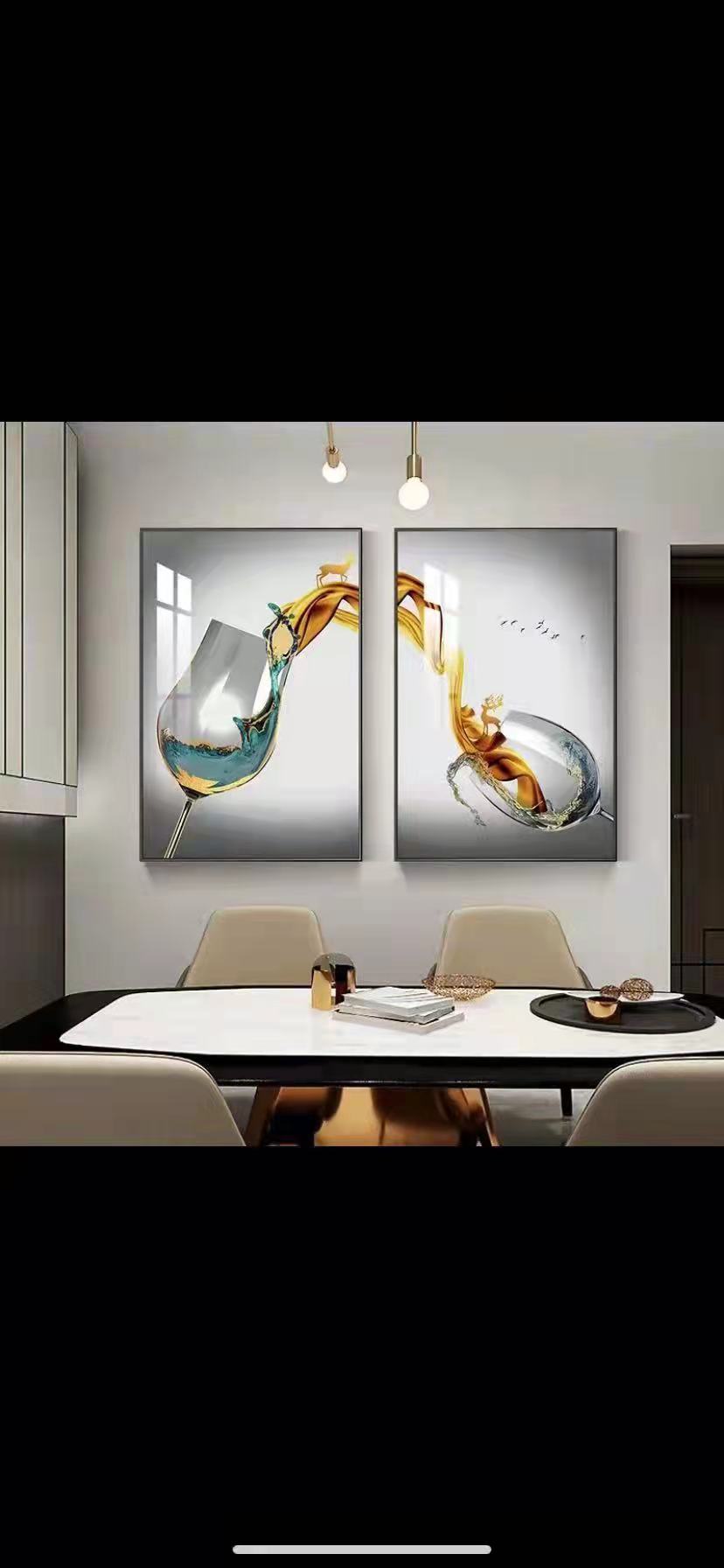 晶瓷画多种材质画立体手绘画小众现代画多媒体装饰画