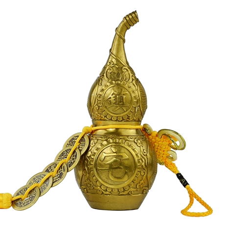 五帝钱铜葫芦雕塑 福禄葫芦铜雕一对 店铺办公室葫芦摆件