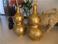 纯铜铸葫芦雕塑摆件 小型铜葫芦桌摆 世隆纯铜铸造