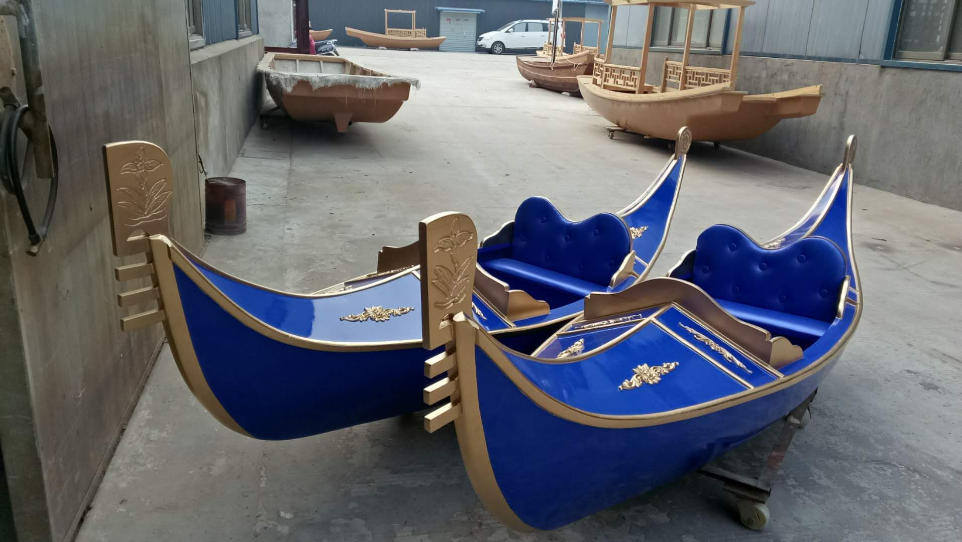 贡多拉小木船仿古木船渔船水上装饰船道具摄影船手划船