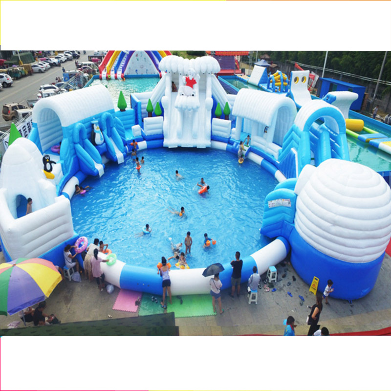 户外大型支架游泳池移动游泳池移动水上乐园水滑梯充气组合