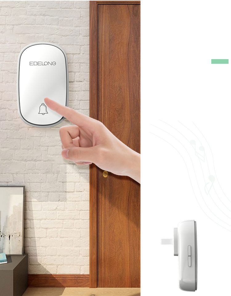 易百珑q2免布线无线门铃自发电门铃自供电无线动能门铃