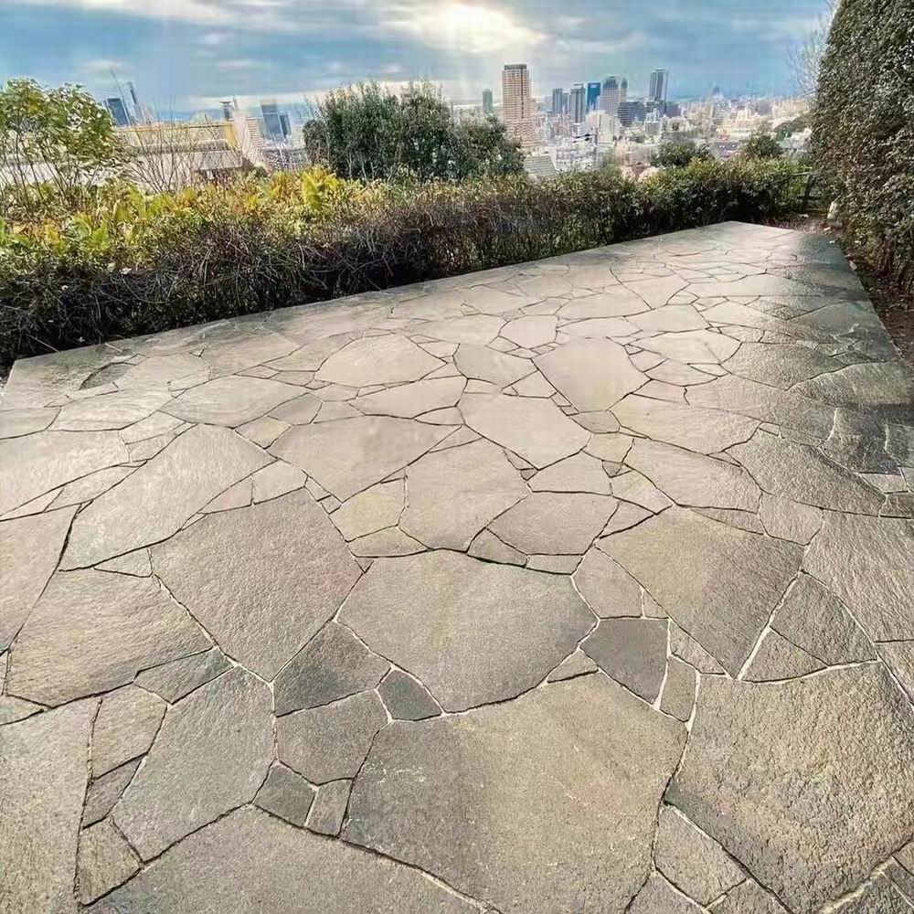 虎皮石黄木纹板岩碎拼片石 墙面乱石垒墙碎拼文化石