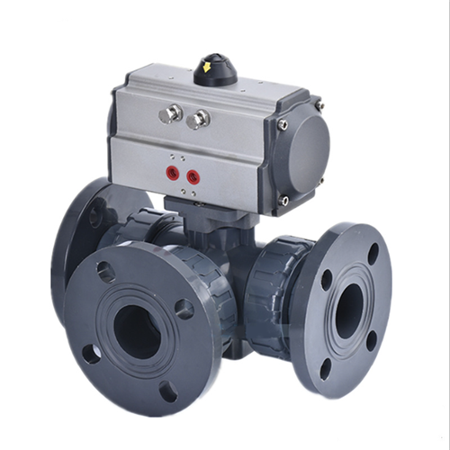 气动upvc法兰三通球阀换向阀塑料双油令防腐耐酸碱球q6445f10s