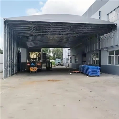 防火阻燃物流卸货雨篷 厂区工厂仓储折叠遮阳蓬 大型电动轨道雨棚-搜