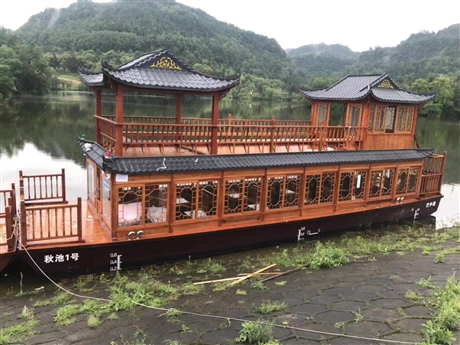 木船 畫舫船 大型雙層觀光餐飲景觀船 水上電動玻璃鋼旅游船
