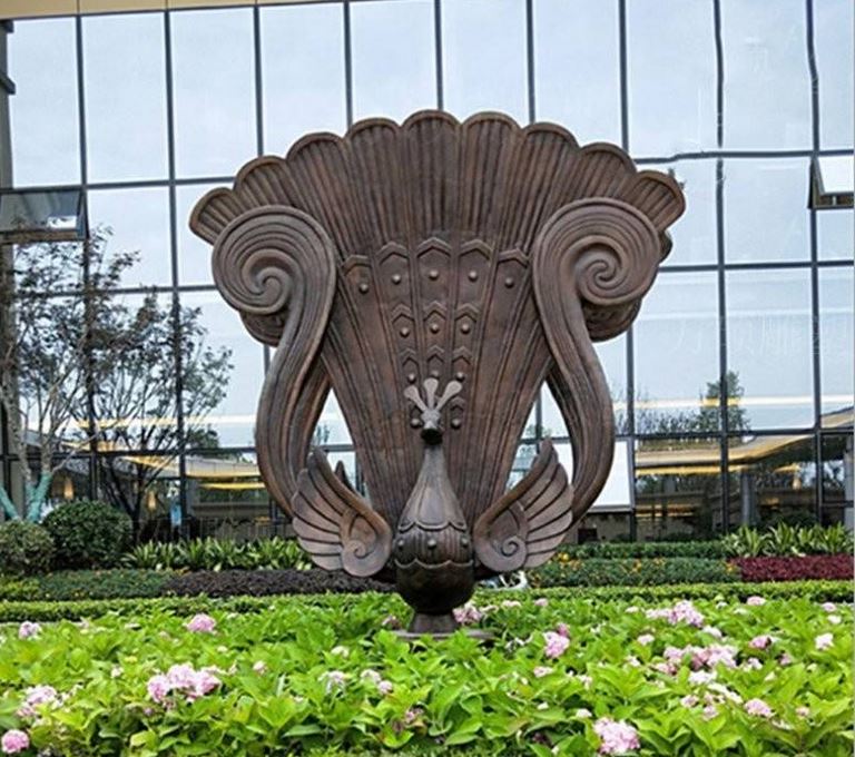 景觀動物園孔雀銅雕大型孔雀開屏雕塑動物景觀純銅鑄造