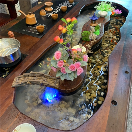 茶桌椅組合實木新中式泡茶 臺客廳禪意流水養(yǎng) 魚茶幾魚缸茶臺