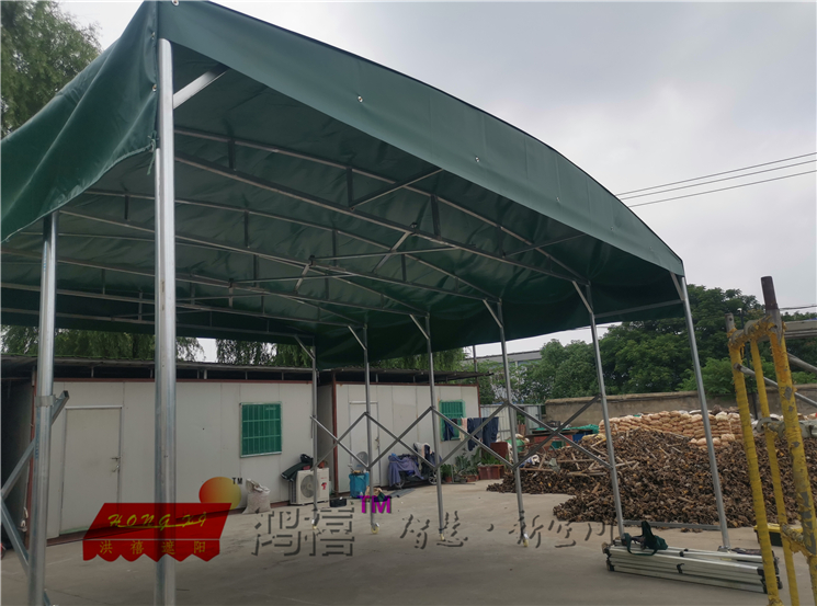 嘉定推拉式雨棚安装闵行移动蓬油布棚房报价定做上海伸缩雨篷