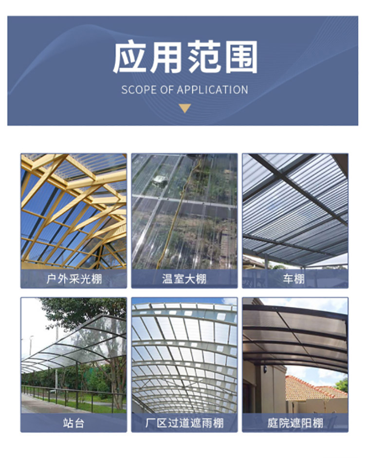 2mm厚pc实心耐力板兰州嘉峪关瓦楞型采光板透明波浪瓦颜色可定