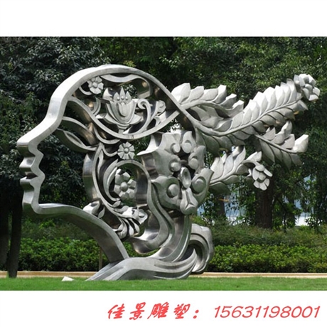 不銹鋼人頭雕塑，廣場(chǎng)景觀春姑娘雕塑